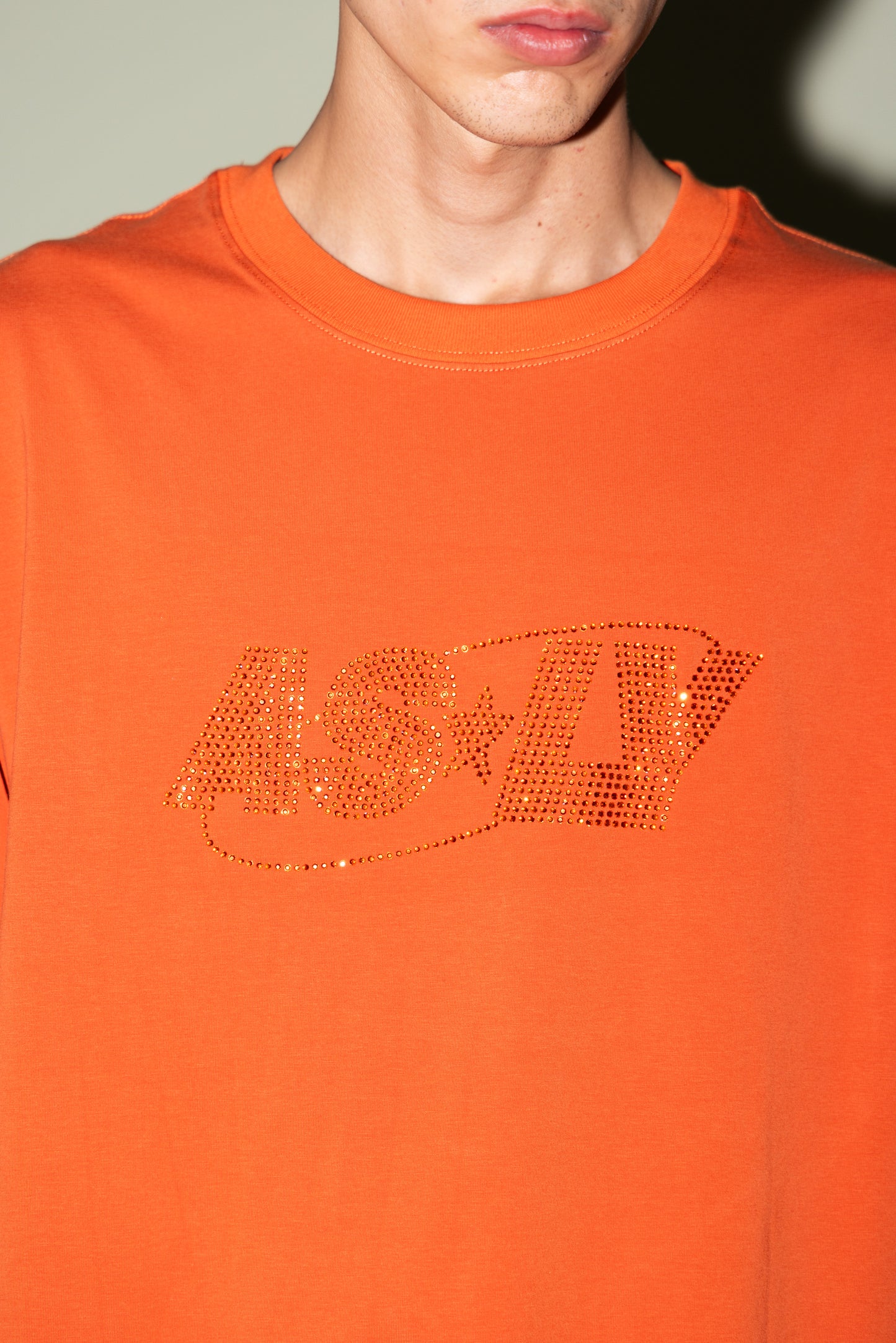 Asly Rhinestone Orange Short Sleeve