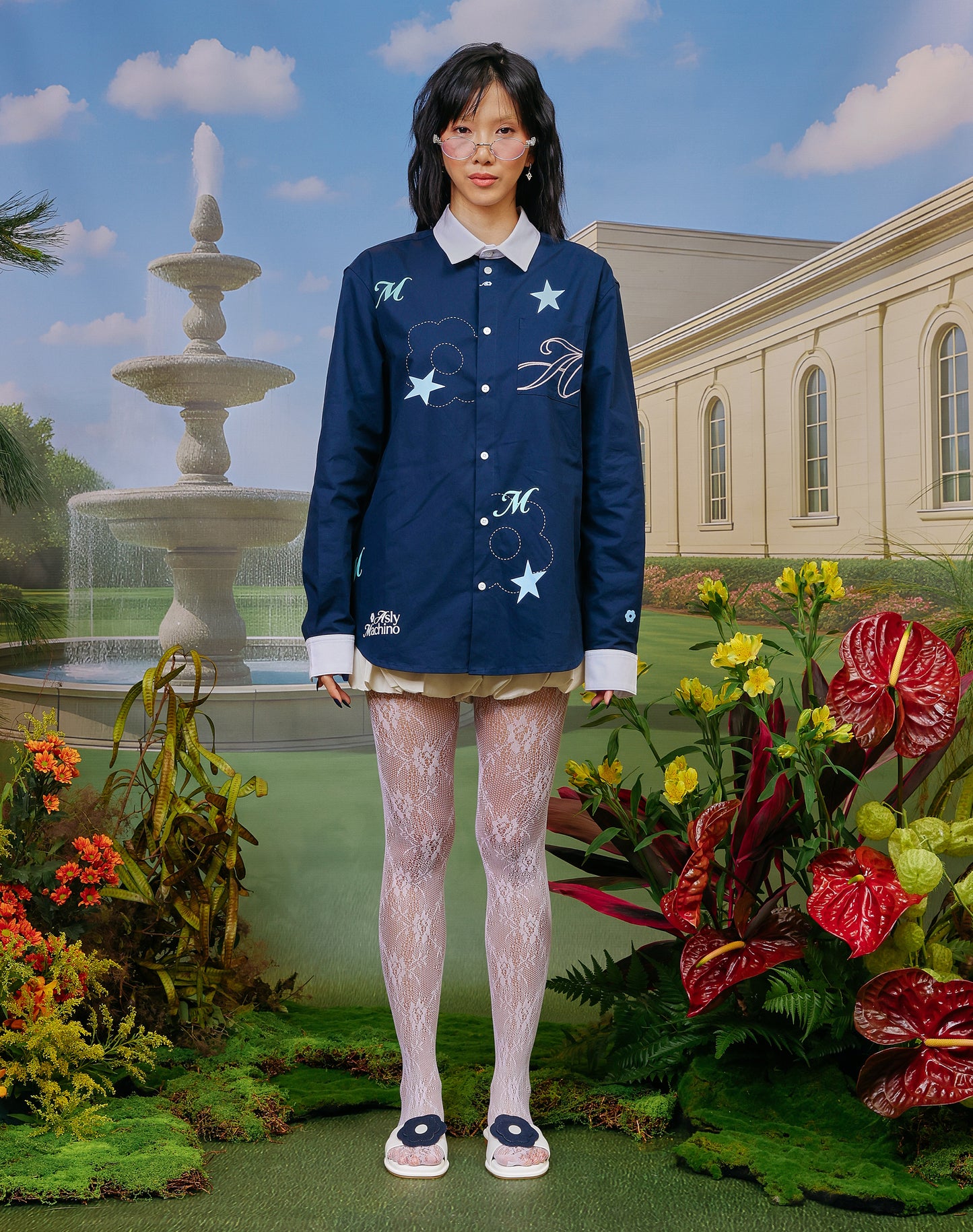 AslyxMachino Long-sleeve Shirt in Denim Blue
