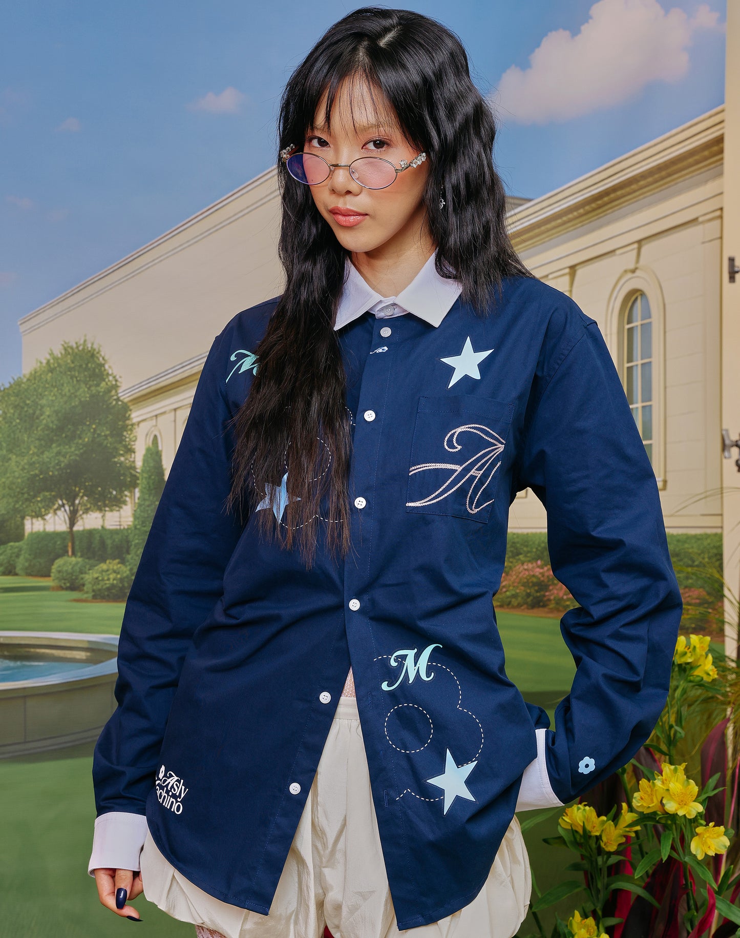AslyxMachino Long-sleeve Shirt in Denim Blue