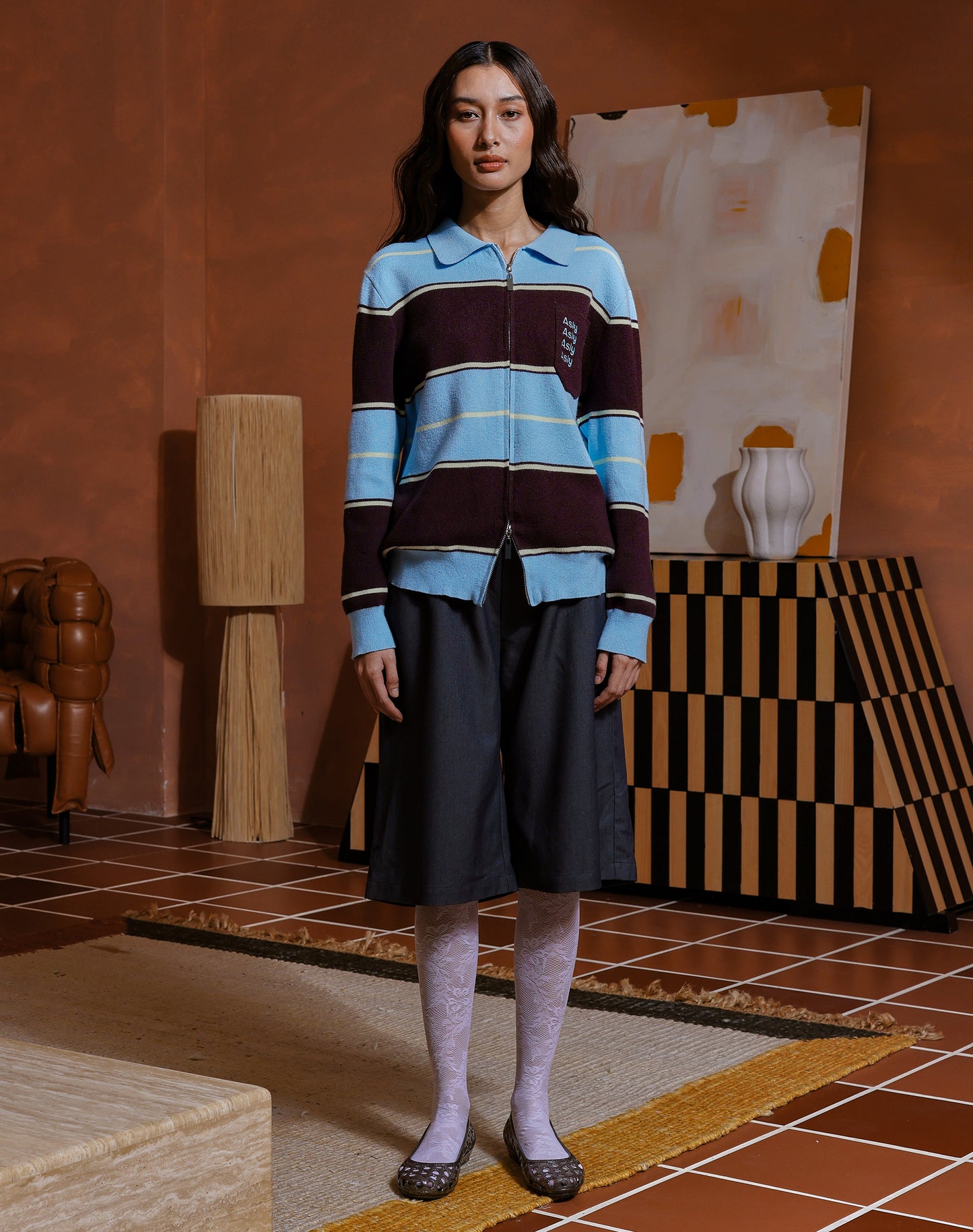 “Basics” Stripes Knitted Cardigan