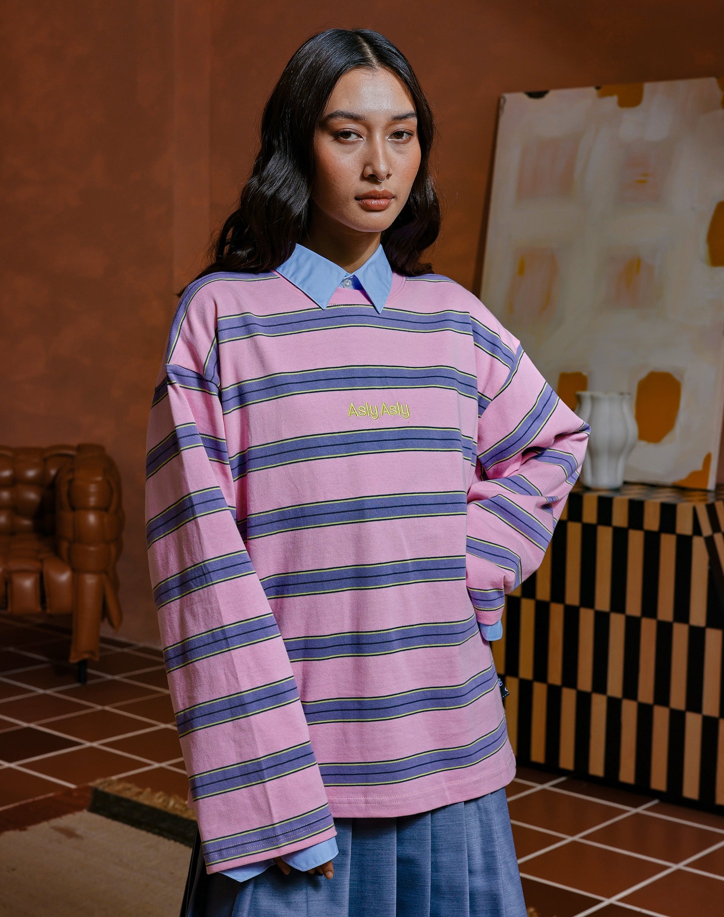 “Basics” Stripes In Pink Long Sleeve