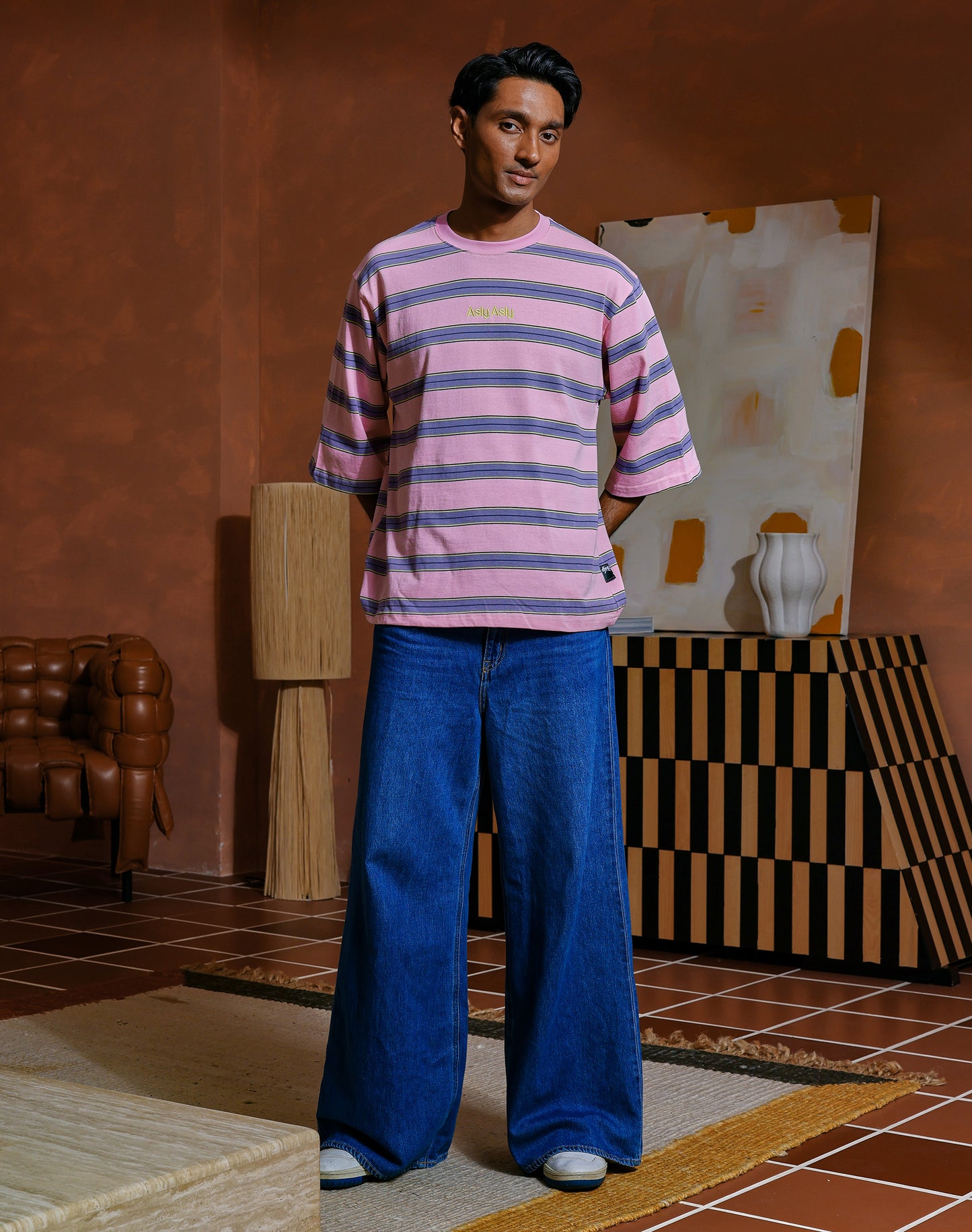 “Basics” Stripes In Pink Short Sleeve