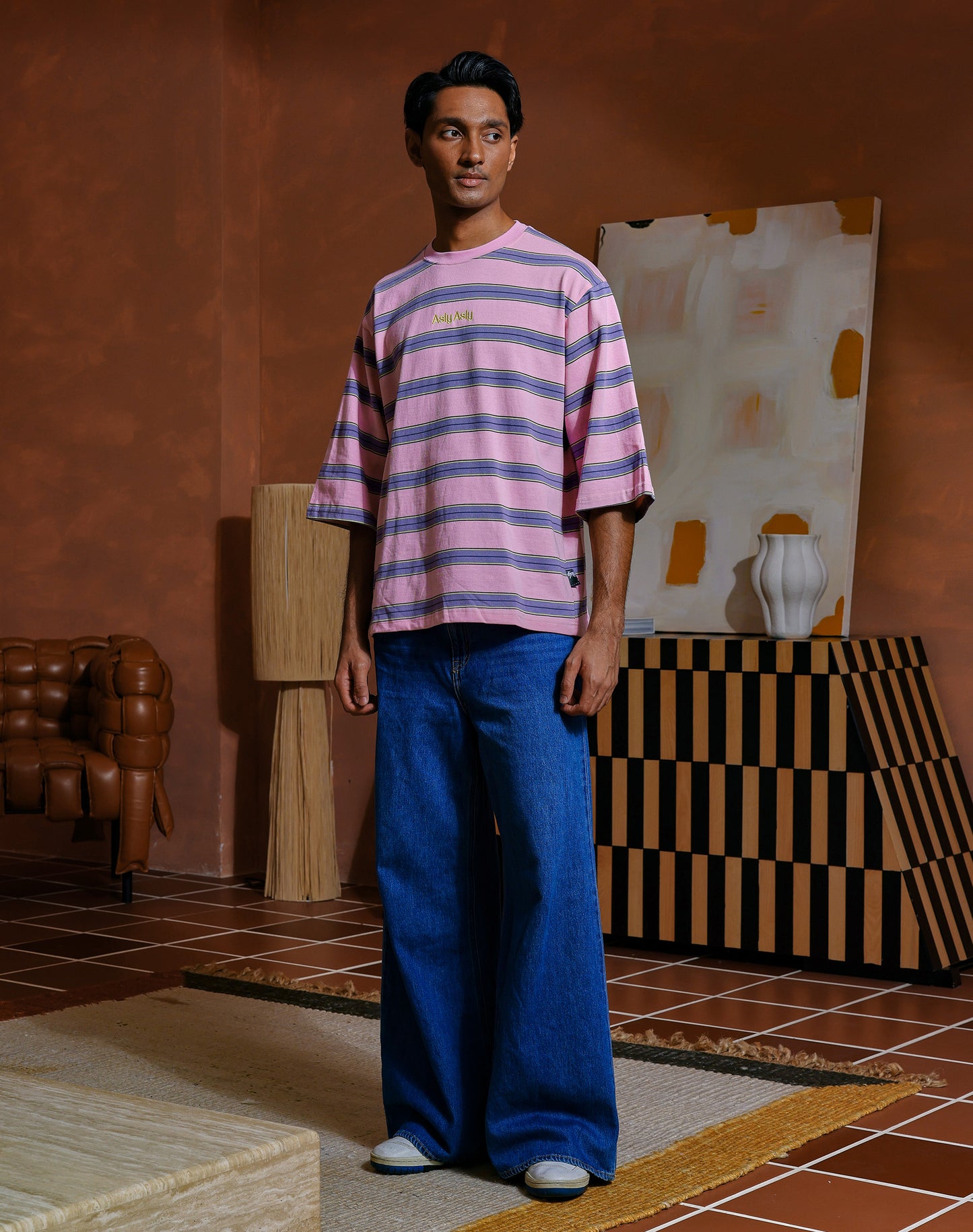 “Basics” Stripes In Pink Short Sleeve
