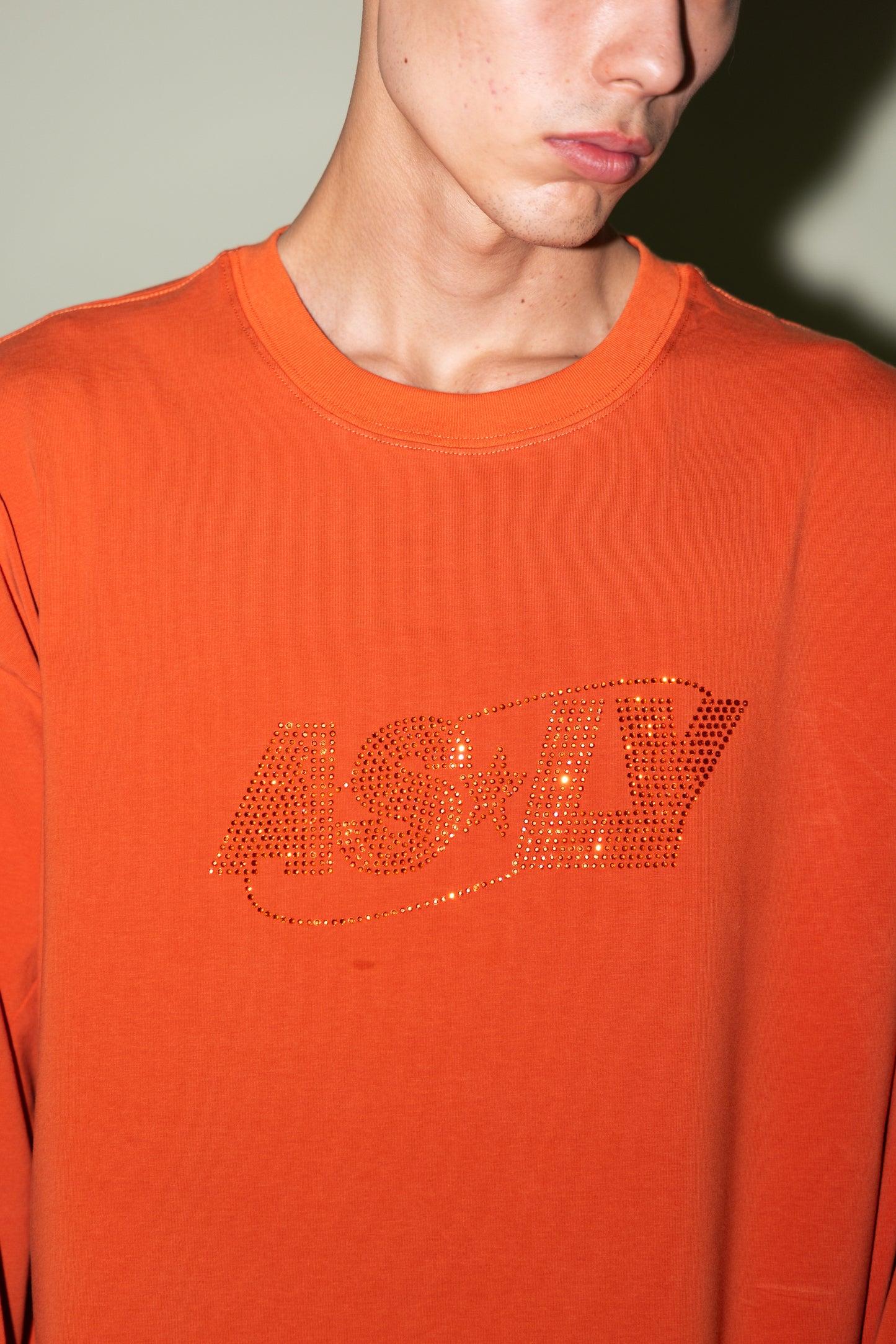 Asly Rhinestone Orange Long Sleeve