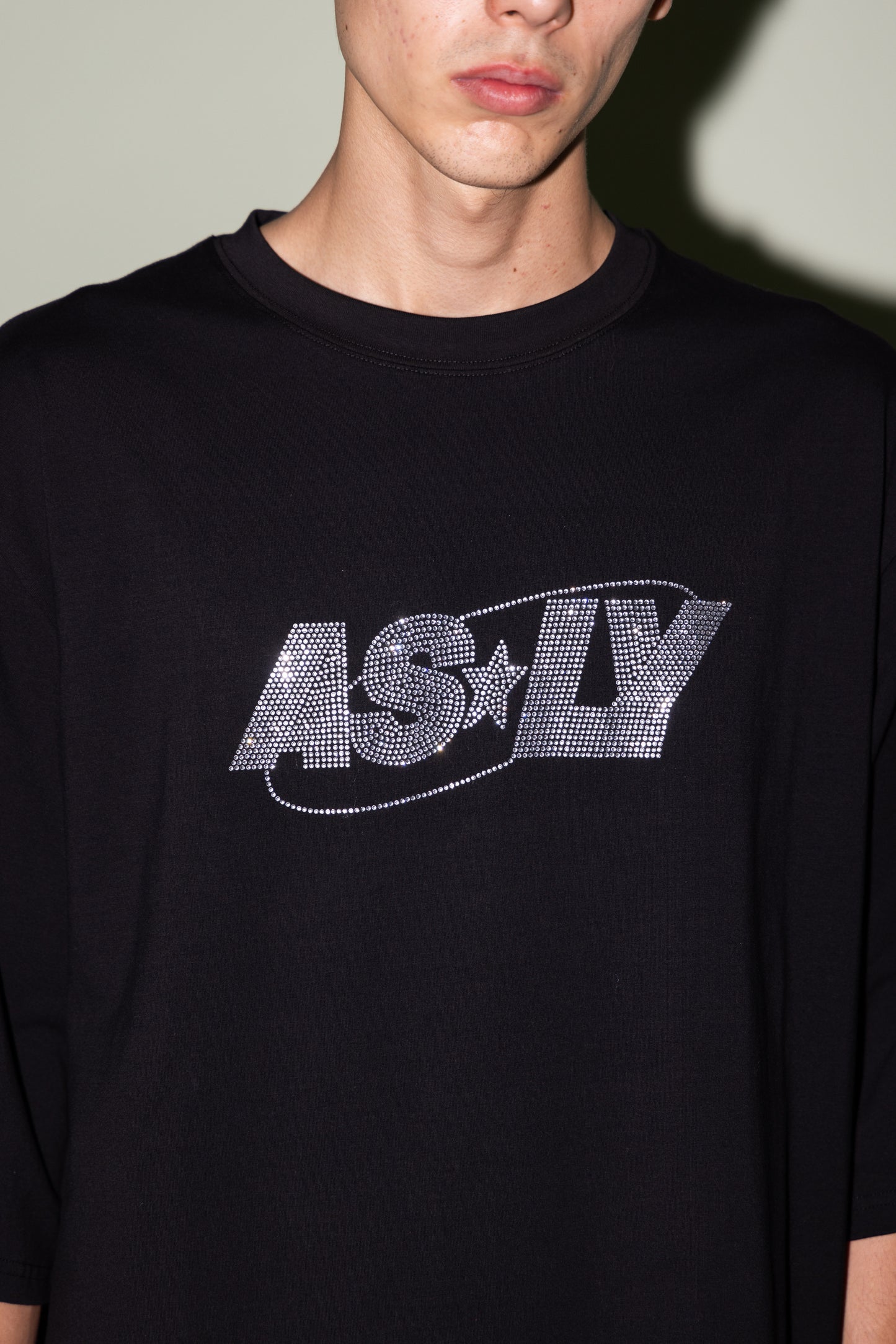 Asly Rhinestone Black Short Sleeve