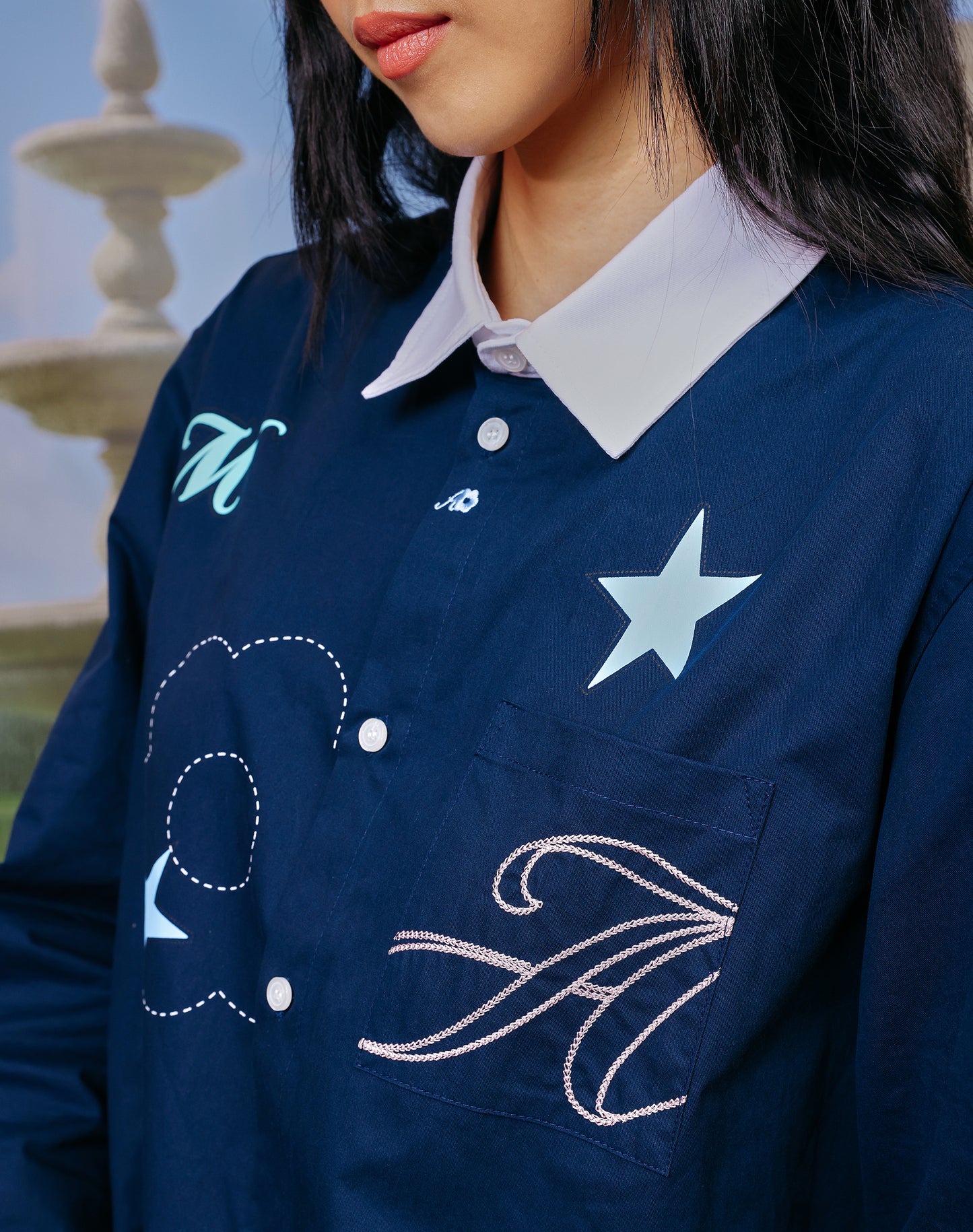AslyxMachino Long-sleeve Shirt in Denim Blue