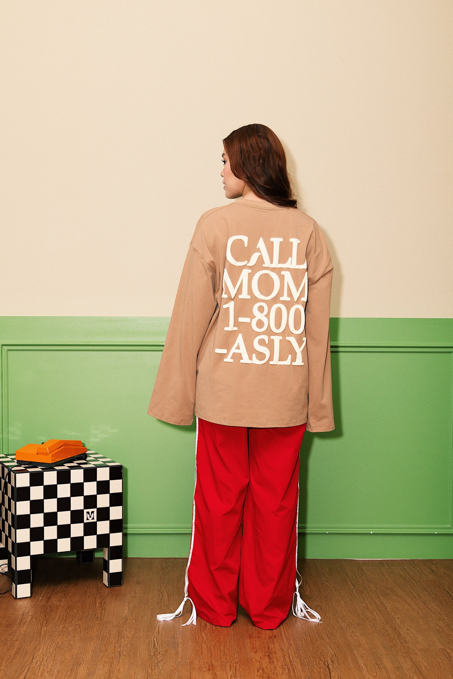 Call Mom Long Sleeve in Light Brown