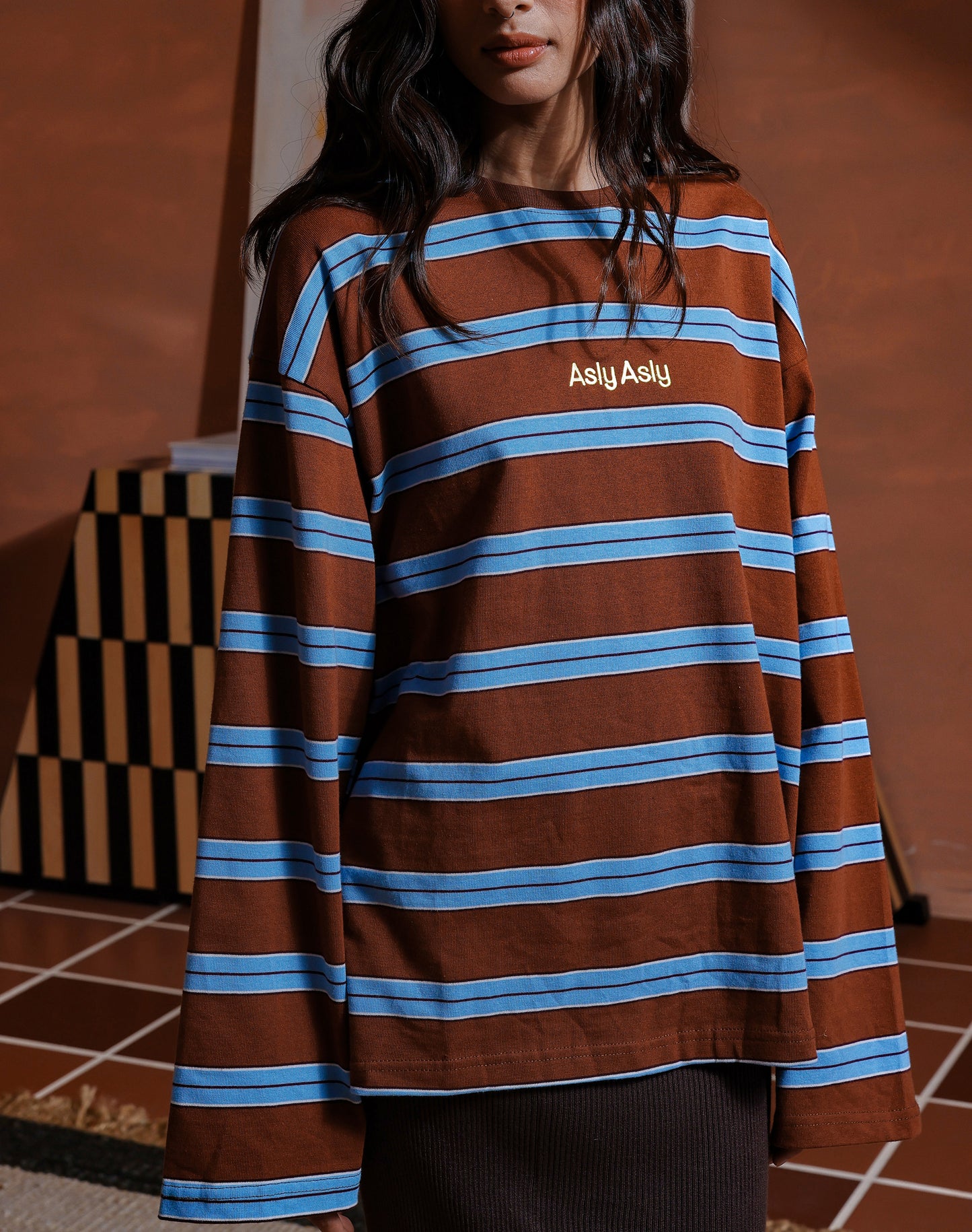 “Basics” Stripes In Brown Long Sleeve