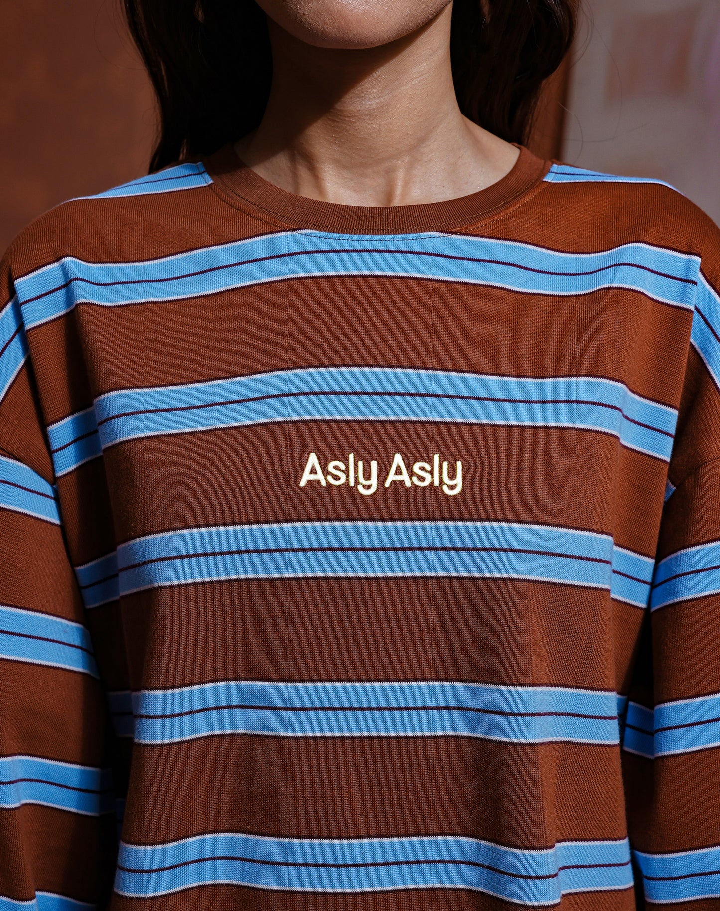 “Basics” Stripes In Brown Long Sleeve