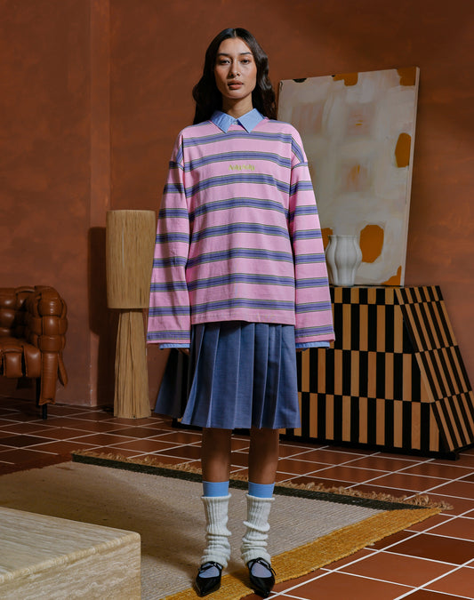 “Basics” Stripes In Pink Long Sleeve