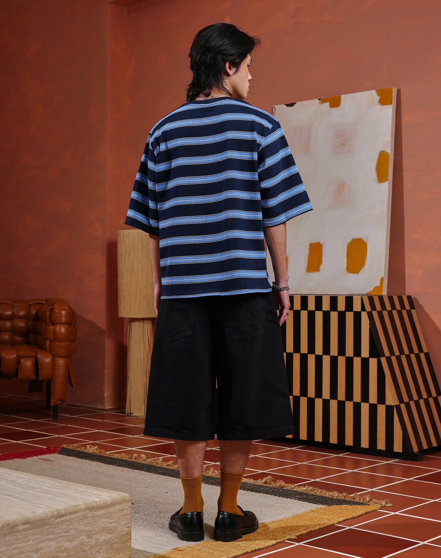 “Basic” Stripes In Blue Short Sleeve