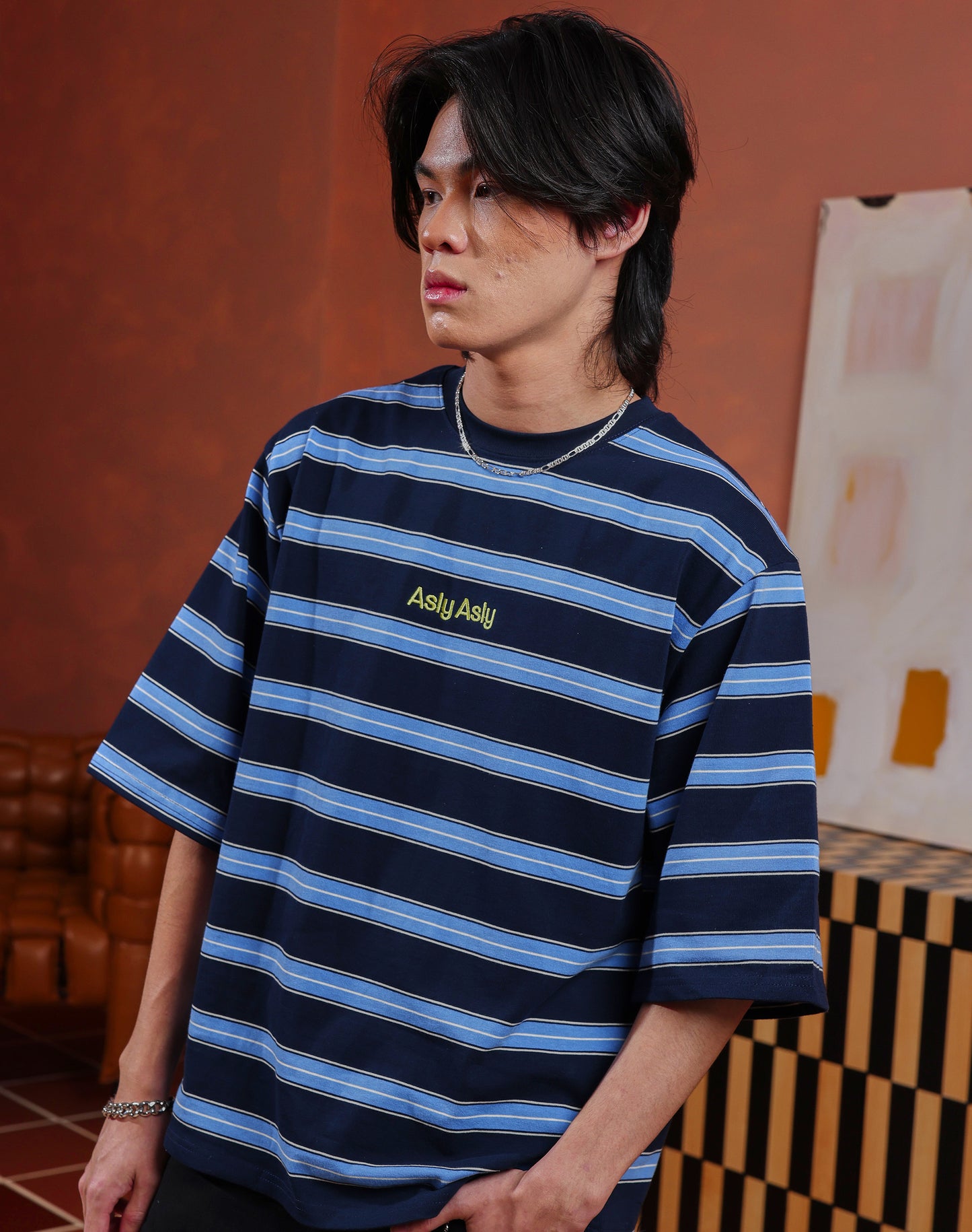 “Basic” Stripes In Blue Short Sleeve