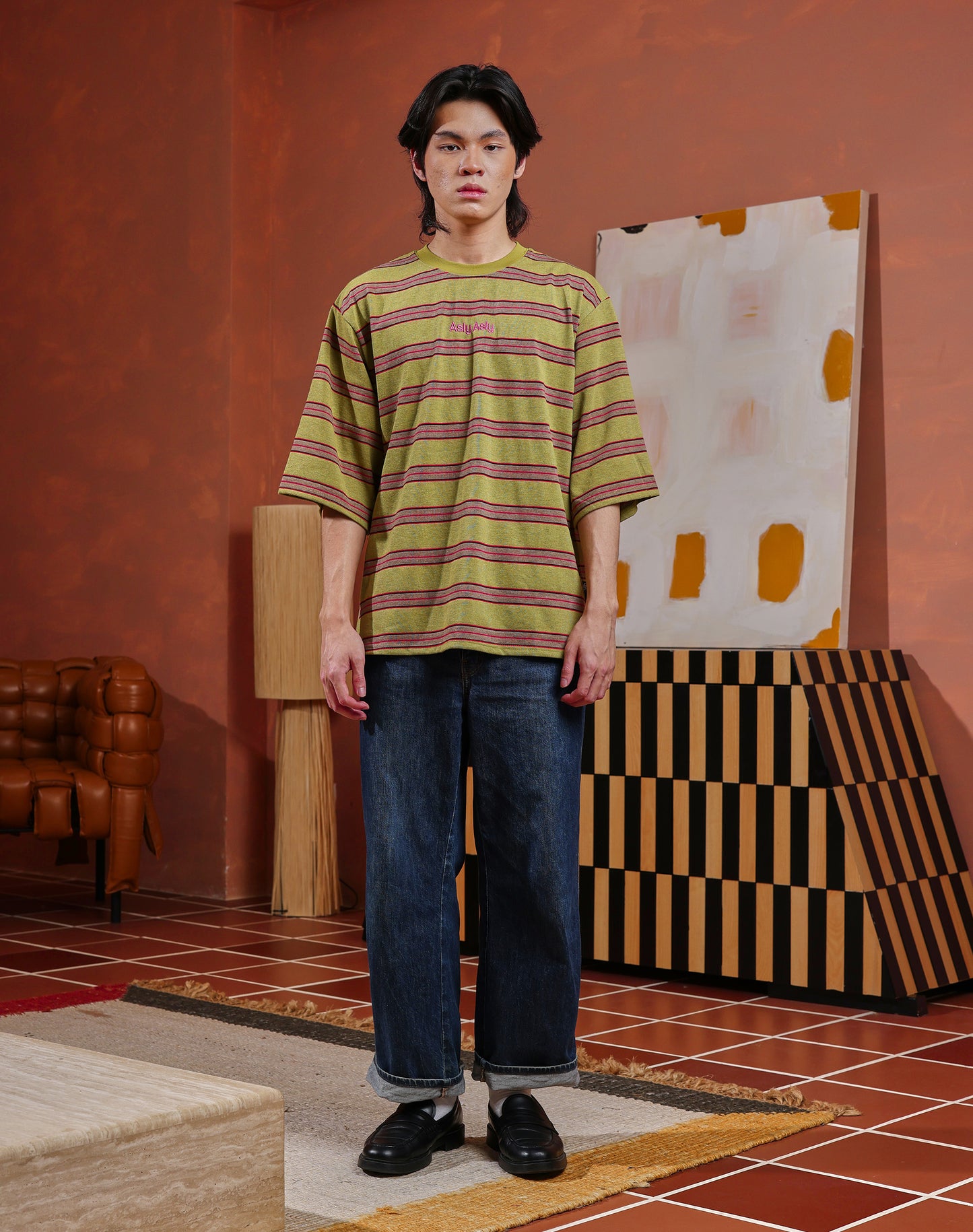 “Basic” Stripes In Matcha Strawberry Short Sleeve